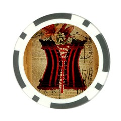 Black Red Corset Vintage Lily Floral Shabby Chic French Art Poker Chip by chicelegantboutique