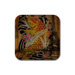 Funky Japanese Tattoo Koi Fish Graphic Art Drink Coaster (square) by chicelegantboutique