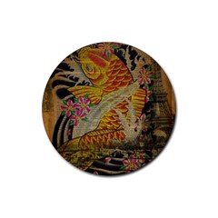 Funky Japanese Tattoo Koi Fish Graphic Art Drink Coaster (round)