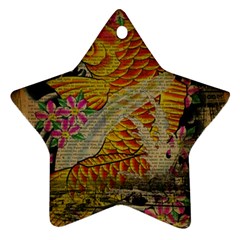 Funky Japanese Tattoo Koi Fish Graphic Art Star Ornament (two Sides) by chicelegantboutique