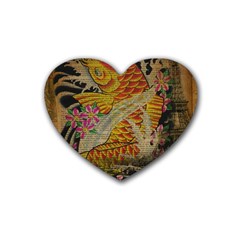 Funky Japanese Tattoo Koi Fish Graphic Art Drink Coasters (heart) by chicelegantboutique