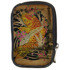 Funky Japanese Tattoo Koi Fish Graphic Art Compact Camera Leather Case by chicelegantboutique