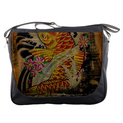 Funky Japanese Tattoo Koi Fish Graphic Art Messenger Bag by chicelegantboutique