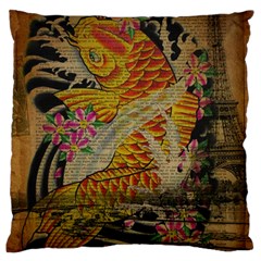 Funky Japanese Tattoo Koi Fish Graphic Art Large Cushion Case (single Sided)  by chicelegantboutique