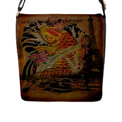 Funky Japanese Tattoo Koi Fish Graphic Art Flap Closure Messenger Bag (large) by chicelegantboutique