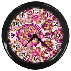 Floral Fantasy Wall Clock (black)