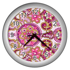 Floral Fantasy Wall Clock (silver)