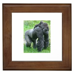 Gorilla Dad Framed Ceramic Tile by plindlau