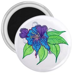 Flower Design 3  Button Magnet