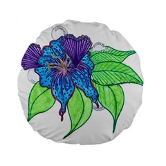 Flower Design 15  Premium Round Cushion 