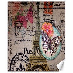 Floral Scripts Butterfly Eiffel Tower Vintage Paris Fashion Canvas 16  X 20  (unframed) by chicelegantboutique