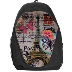 Floral Scripts Butterfly Eiffel Tower Vintage Paris Fashion Backpack Bag