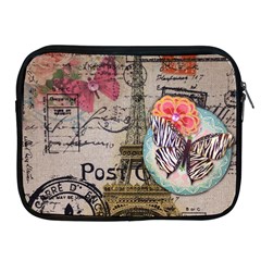 Floral Scripts Butterfly Eiffel Tower Vintage Paris Fashion Apple Ipad 2/3/4 Zipper Case by chicelegantboutique