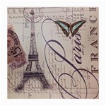 Vintage Scripts Floral Scripts Butterfly Eiffel Tower Vintage Paris Fashion Glasses Cloth (Medium) Front