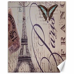 Vintage Scripts Floral Scripts Butterfly Eiffel Tower Vintage Paris Fashion Canvas 11  X 14  (unframed)