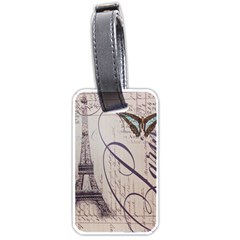 Vintage Scripts Floral Scripts Butterfly Eiffel Tower Vintage Paris Fashion Luggage Tag (two Sides) by chicelegantboutique