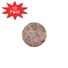 French Pastry Vintage Scripts Cookies Cupcakes Vintage Paris Fashion 1  Mini Button (10 Pack) by chicelegantboutique