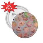 French Pastry Vintage Scripts Cookies Cupcakes Vintage Paris Fashion 2.25  Button (100 pack) Front