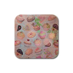 French Pastry Vintage Scripts Cookies Cupcakes Vintage Paris Fashion Drink Coasters 4 Pack (square) by chicelegantboutique