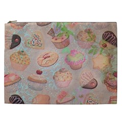 French Pastry Vintage Scripts Cookies Cupcakes Vintage Paris Fashion Cosmetic Bag (xxl) by chicelegantboutique