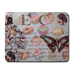 French Pastry Vintage Scripts Floral Scripts Butterfly Eiffel Tower Vintage Paris Fashion Small Mouse Pad (Rectangle)