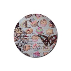 French Pastry Vintage Scripts Floral Scripts Butterfly Eiffel Tower Vintage Paris Fashion Drink Coaster (Round)