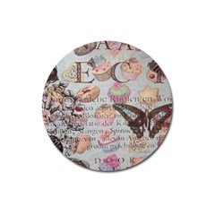 French Pastry Vintage Scripts Floral Scripts Butterfly Eiffel Tower Vintage Paris Fashion Magnet 3  (Round)