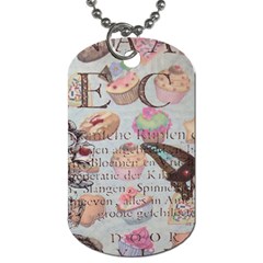 French Pastry Vintage Scripts Floral Scripts Butterfly Eiffel Tower Vintage Paris Fashion Dog Tag (Two-sided) 