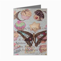 French Pastry Vintage Scripts Floral Scripts Butterfly Eiffel Tower Vintage Paris Fashion Mini Greeting Card