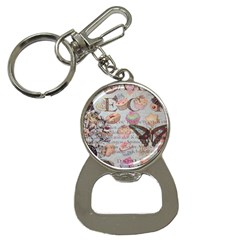 French Pastry Vintage Scripts Floral Scripts Butterfly Eiffel Tower Vintage Paris Fashion Bottle Opener Key Chain