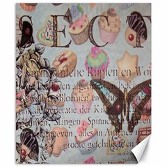 French Pastry Vintage Scripts Floral Scripts Butterfly Eiffel Tower Vintage Paris Fashion Canvas 8  x 10  (Unframed)