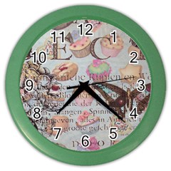 French Pastry Vintage Scripts Floral Scripts Butterfly Eiffel Tower Vintage Paris Fashion Wall Clock (Color)