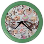 French Pastry Vintage Scripts Floral Scripts Butterfly Eiffel Tower Vintage Paris Fashion Wall Clock (Color) Front