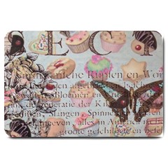French Pastry Vintage Scripts Floral Scripts Butterfly Eiffel Tower Vintage Paris Fashion Large Door Mat