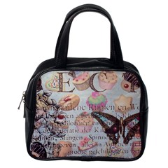 French Pastry Vintage Scripts Floral Scripts Butterfly Eiffel Tower Vintage Paris Fashion Classic Handbag (One Side)