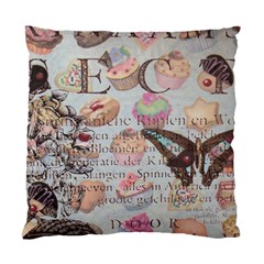 French Pastry Vintage Scripts Floral Scripts Butterfly Eiffel Tower Vintage Paris Fashion Cushion Case (Two Sided) 