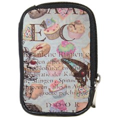 French Pastry Vintage Scripts Floral Scripts Butterfly Eiffel Tower Vintage Paris Fashion Compact Camera Leather Case