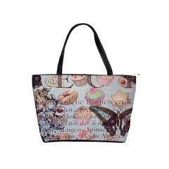 French Pastry Vintage Scripts Floral Scripts Butterfly Eiffel Tower Vintage Paris Fashion Large Shoulder Bag