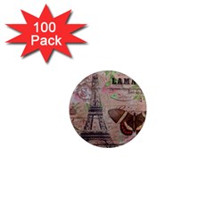 Girly Bee Crown  Butterfly Paris Eiffel Tower Fashion 1  Mini Button Magnet (100 pack)