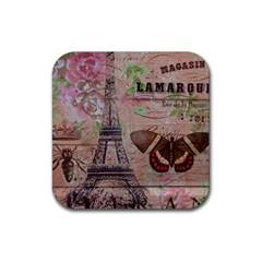 Girly Bee Crown  Butterfly Paris Eiffel Tower Fashion Drink Coaster (square)