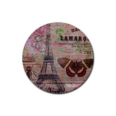 Girly Bee Crown  Butterfly Paris Eiffel Tower Fashion Drink Coaster (round)