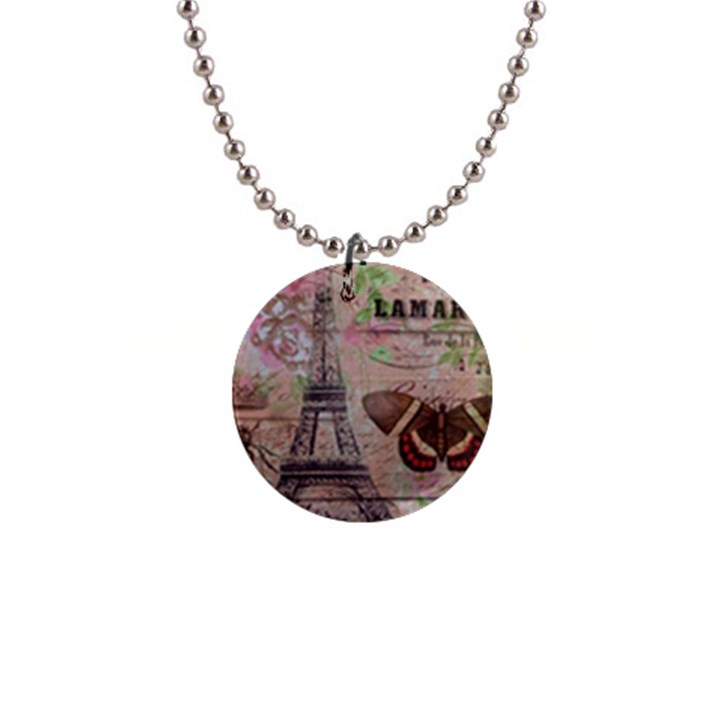 Girly Bee Crown  Butterfly Paris Eiffel Tower Fashion Button Necklace