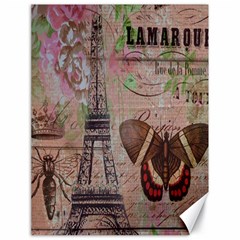 Girly Bee Crown  Butterfly Paris Eiffel Tower Fashion Canvas 18  x 24  (Unframed)