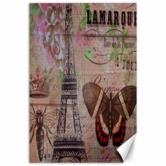 Girly Bee Crown  Butterfly Paris Eiffel Tower Fashion Canvas 24  X 36  (unframed) by chicelegantboutique