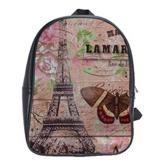 Girly Bee Crown  Butterfly Paris Eiffel Tower Fashion School Bag (large) by chicelegantboutique