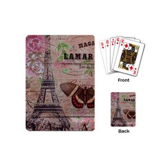 Girly Bee Crown  Butterfly Paris Eiffel Tower Fashion Playing Cards (mini) by chicelegantboutique