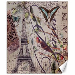 Paris Eiffel Tower Vintage Bird Butterfly French Botanical Art Canvas 20  X 24  (unframed) by chicelegantboutique