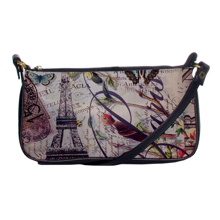 Paris Eiffel Tower Vintage Bird Butterfly French Botanical Art Evening Bag