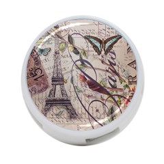 Paris Eiffel Tower Vintage Bird Butterfly French Botanical Art 4-Port USB Hub (Two Sides)