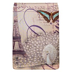 White Peacock Paris Eiffel Tower Vintage Bird Butterfly French Botanical Art Removable Flap Cover (small) by chicelegantboutique